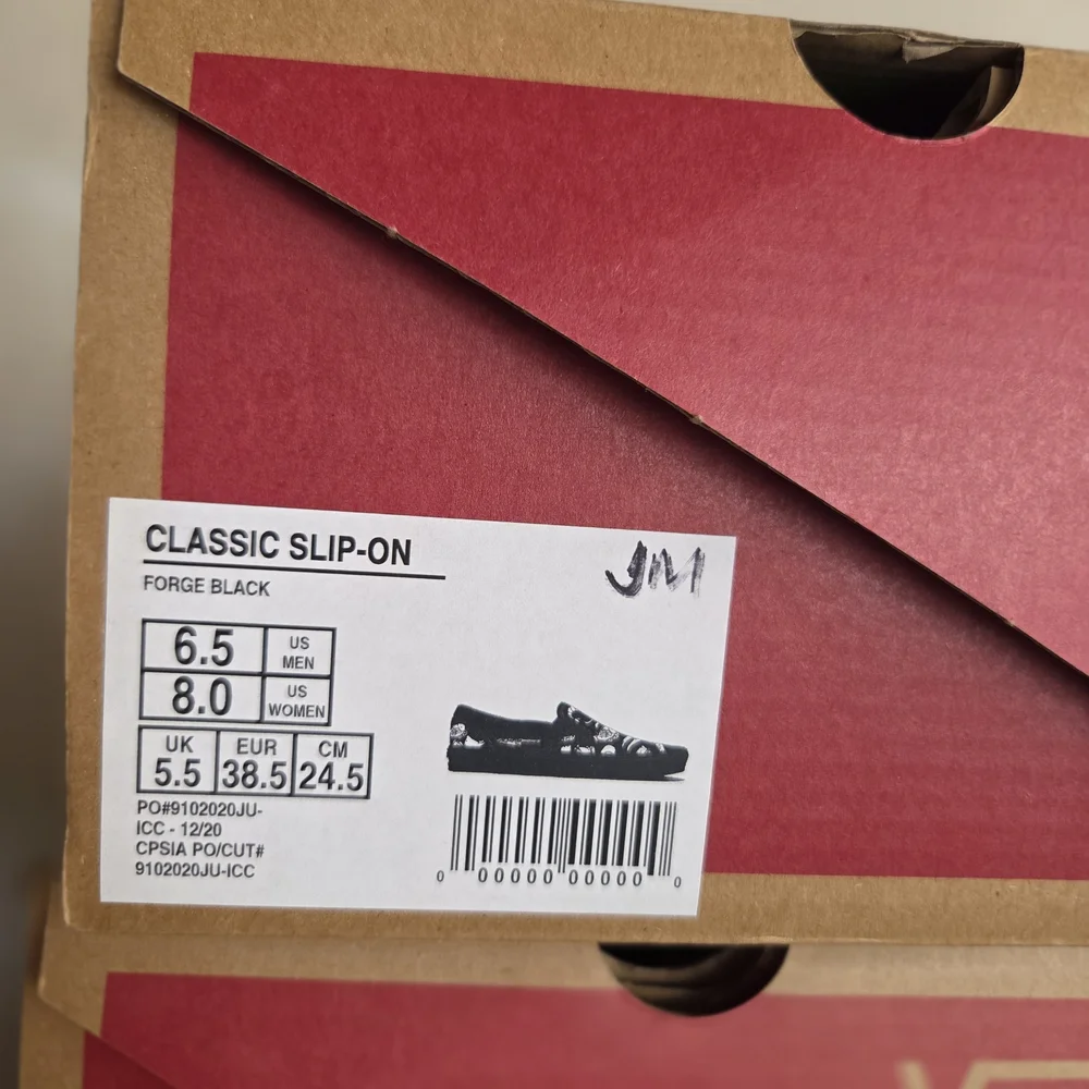 Vans Black Slip-On Shoes with White Food Print - Picture 2 of 2